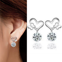 Lady Earrings Stud Butterfly Earrings Silver Plated Women Femal Cute Crystal Zircon Stud Earrings EF8