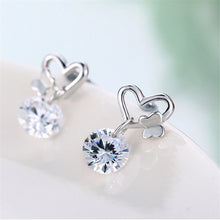 Lady Earrings Stud Butterfly Earrings Silver Plated Women Femal Cute Crystal Zircon Stud Earrings EF8