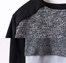 Lady Solid Chiffon Splicing Knit Sweater Women Long Sleeves Blouse Pullover Tops EF8