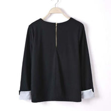 Lady Solid Chiffon Splicing Knit Sweater Women Long Sleeves Blouse Pullover Tops EF8
