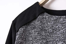 Lady Solid Chiffon Splicing Knit Sweater Women Long Sleeves Blouse Pullover Tops EF8