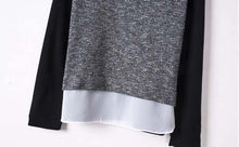 Lady Solid Chiffon Splicing Knit Sweater Women Long Sleeves Blouse Pullover Tops EF8