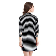 Large size women European Loose thin long sleeve shirt pocket Lapel loose cotton shirtstriped shirt EF8