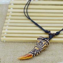 Light Brown Yak bone carving Dragon Totem Pendant Supporter talismans Necklace Jewelry For Women Men EF8