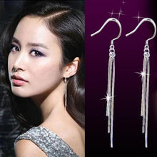 Long Dangle Earings For Women Lady Girl Jewelry Hotsale Chic Silver Three-Wire Tassel Hook Earring EF8