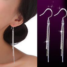 Long Dangle Earings For Women Lady Girl Jewelry Hotsale Chic Silver Three-Wire Tassel Hook Earring EF8