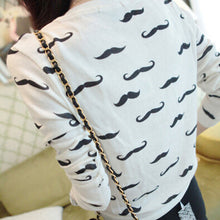 Loose Pullovers Hoody Women Long Sleeve O-Neck Mustache Print Cotton Warm Sweatshirts One Size EF8