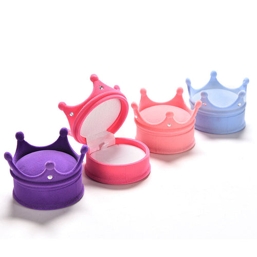 Lovely Princess Crown Shape Jewelry Box Cosmetic Cases Storage Boxes For Necklace ring earring 4colors Wedding Gift Box EF8