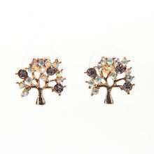 Lovely Small Tree Rhinestone Earings Faux Pearl Stud Earrings Gift For Lady White Purple Colors  EF8