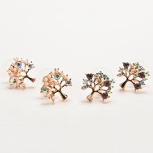 Lovely Small Tree Rhinestone Earings Faux Pearl Stud Earrings Gift For Lady White Purple Colors  EF8
