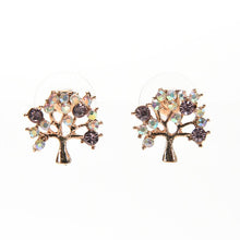 Lovely Small Tree Rhinestone Earings Faux Pearl Stud Earrings Gift For Lady White Purple Colors  EF8
