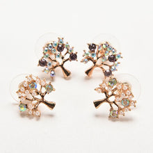Lovely Small Tree Rhinestone Earings Faux Pearl Stud Earrings Gift For Lady White Purple Colors  EF8