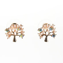 Lovely Small Tree Rhinestone Earings Faux Pearl Stud Earrings Gift For Lady White Purple Colors  EF8