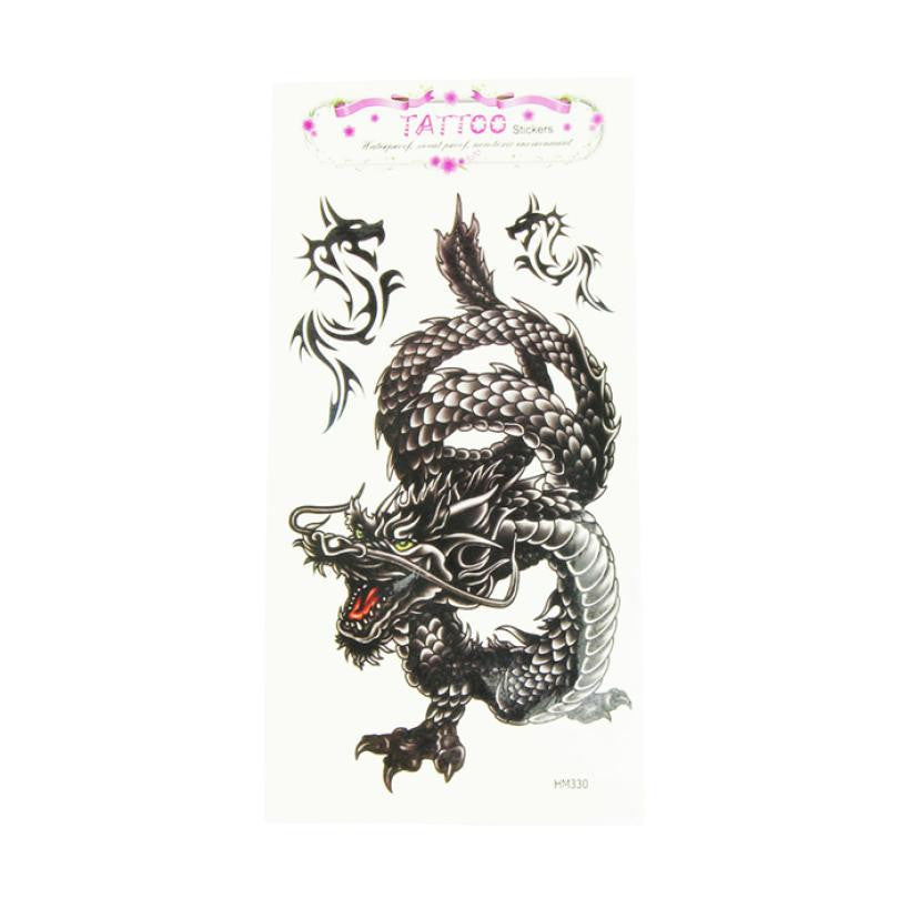 Low Stickers Metalic Tattoo Fashion black dragon waterproof tattoo stickers Type Beauty Body Art Temporary Tattoos EF8