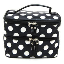 Lucky Fashion Women Makeup Bags Lady's Wave Dot Case Double Cosmetic Bag Tool Storage Toiletry Sac EF8