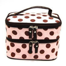 Lucky Fashion Women Makeup Bags Lady's Wave Dot Case Double Cosmetic Bag Tool Storage Toiletry Sac EF8