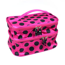 Lucky Fashion Women Makeup Bags Lady's Wave Dot Case Double Cosmetic Bag Tool Storage Toiletry Sac EF8