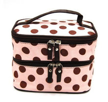 Lucky Fashion Women Makeup Bags Lady's Wave Dot Case Double Cosmetic Bag Tool Storage Toiletry Sac EF8