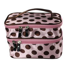 Lucky Fashion Women Makeup Bags Lady's Wave Dot Case Double Cosmetic Bag Tool Storage Toiletry Sac EF8