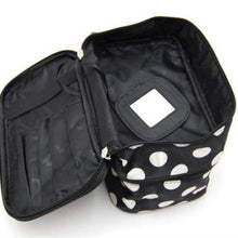 Lucky Fashion Women Makeup Bags Lady's Wave Dot Case Double Cosmetic Bag Tool Storage Toiletry Sac EF8