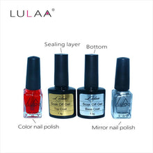 4pc / lot Mirror Effect Metal Multi-color Paint Topc oat Metal Nail Art Polish Woman Lady Makeup DIY Nail Art Tools Set EF8