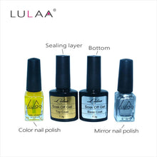 4pc / lot Mirror Effect Metal Multi-color Paint Topc oat Metal Nail Art Polish Woman Lady Makeup DIY Nail Art Tools Set EF8