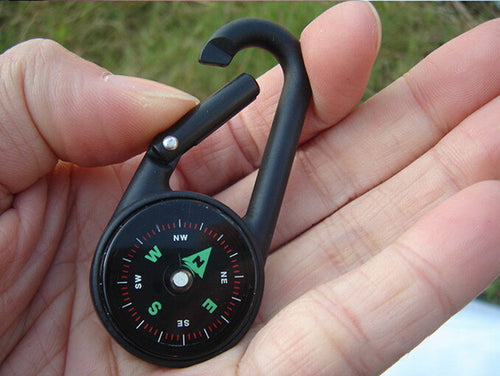 Luminous Night Light Hanging Key Ring Compass Multifunctional Camping Hiking Metal Zine Alloy Carabiner Mini Compass Keychain EF8