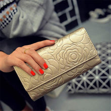 Luxury Elegant Fashion Lady Women Leather Clutch Wallet Rose Embossed Long Purse Card Holder EF8