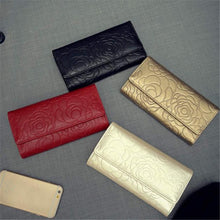 Luxury Elegant Fashion Lady Women Leather Clutch Wallet Rose Embossed Long Purse Card Holder EF8