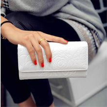 Luxury Elegant Fashion Lady Women Leather Clutch Wallet Rose Embossed Long Purse Card Holder EF8