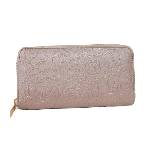 Luxury Elegant Women Lady Zipper Leather Clutch Wallet Rose Embossed Casual Long Purse Card Holder Wallet EF8