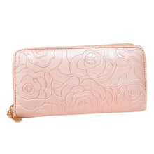 Luxury Elegant Women Lady Zipper Leather Clutch Wallet Rose Embossed Casual Long Purse Card Holder Wallet EF8