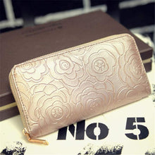 Luxury Elegant Women Lady Zipper Leather Clutch Wallet Rose Embossed Casual Long Purse Card Holder Wallet EF8