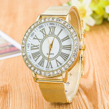 Luxury Mens Wristwatch Women Popular Gold Stainless Steel Band Crystal WristWatches Quartz Watch Bracelet Relogio EF8