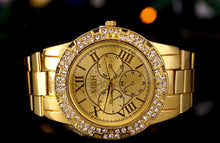 Luxury Women Men Unisex Stainless Steel Quartz Wrist Watch Gold EF8