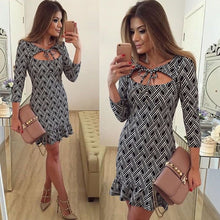 Luxury Women Vintage Dress Style Party Bodycon Slim Three Quarter Mini Dress Robe EF8