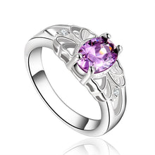 Luxury elegant amethyst Silver Rings Jewelry Crystal Beautiful flowers ring women lady cute nice beat wild  EF8