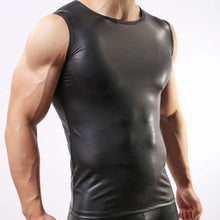 M L XL PU Leather O-neck Men Tank Tops Sexy Sleeveless Shirts Men Imitatiion Faux Leather Vest EF8