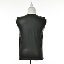 M L XL PU Leather O-neck Men Tank Tops Sexy Sleeveless Shirts Men Imitatiion Faux Leather Vest EF8