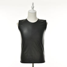 M L XL PU Leather O-neck Men Tank Tops Sexy Sleeveless Shirts Men Imitatiion Faux Leather Vest EF8