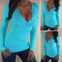 M-XL 4 colors V Neck Tops Blouses Casual Shirts For Women Vogue Long Sleeve Shirt EF8