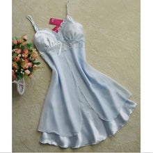 M-XL 8 Colors Women Sexy Silk Lace Nightgowns Chiffon V-Neck Spaghetti Straps Sleepwear EF8