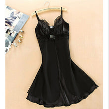M-XL 8 Colors Women Sexy Silk Lace Nightgowns Chiffon V-Neck Spaghetti Straps Sleepwear EF8