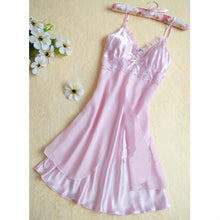 M-XL 8 Colors Women Sexy Silk Lace Nightgowns Chiffon V-Neck Spaghetti Straps Sleepwear EF8