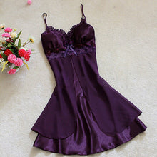 M-XL 8 Colors Women Sexy Silk Lace Nightgowns Chiffon V-Neck Spaghetti Straps Sleepwear EF8