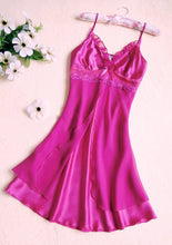 M-XL 8 Colors Women Sexy Silk Lace Nightgowns Chiffon V-Neck Spaghetti Straps Sleepwear EF8
