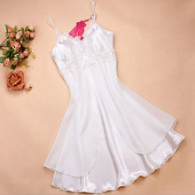 M-XL 8 Colors Women Sexy Silk Lace Nightgowns Chiffon V-Neck Spaghetti Straps Sleepwear EF8