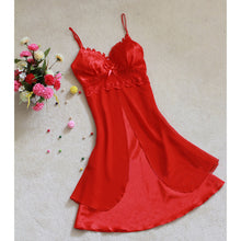 M-XL 8 Colors Women Sexy Silk Lace Nightgowns Chiffon V-Neck Spaghetti Straps Sleepwear EF8