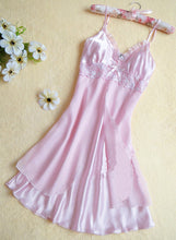 M-XL 8 Colors Women Sexy Silk Lace Nightgowns Chiffon V-Neck Spaghetti Straps Sleepwear EF8