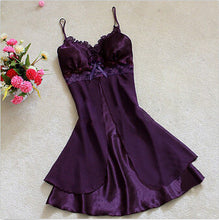 M-XL 8 Colors Women Sexy Silk Lace Nightgowns Chiffon V-Neck Spaghetti Straps Sleepwear EF8